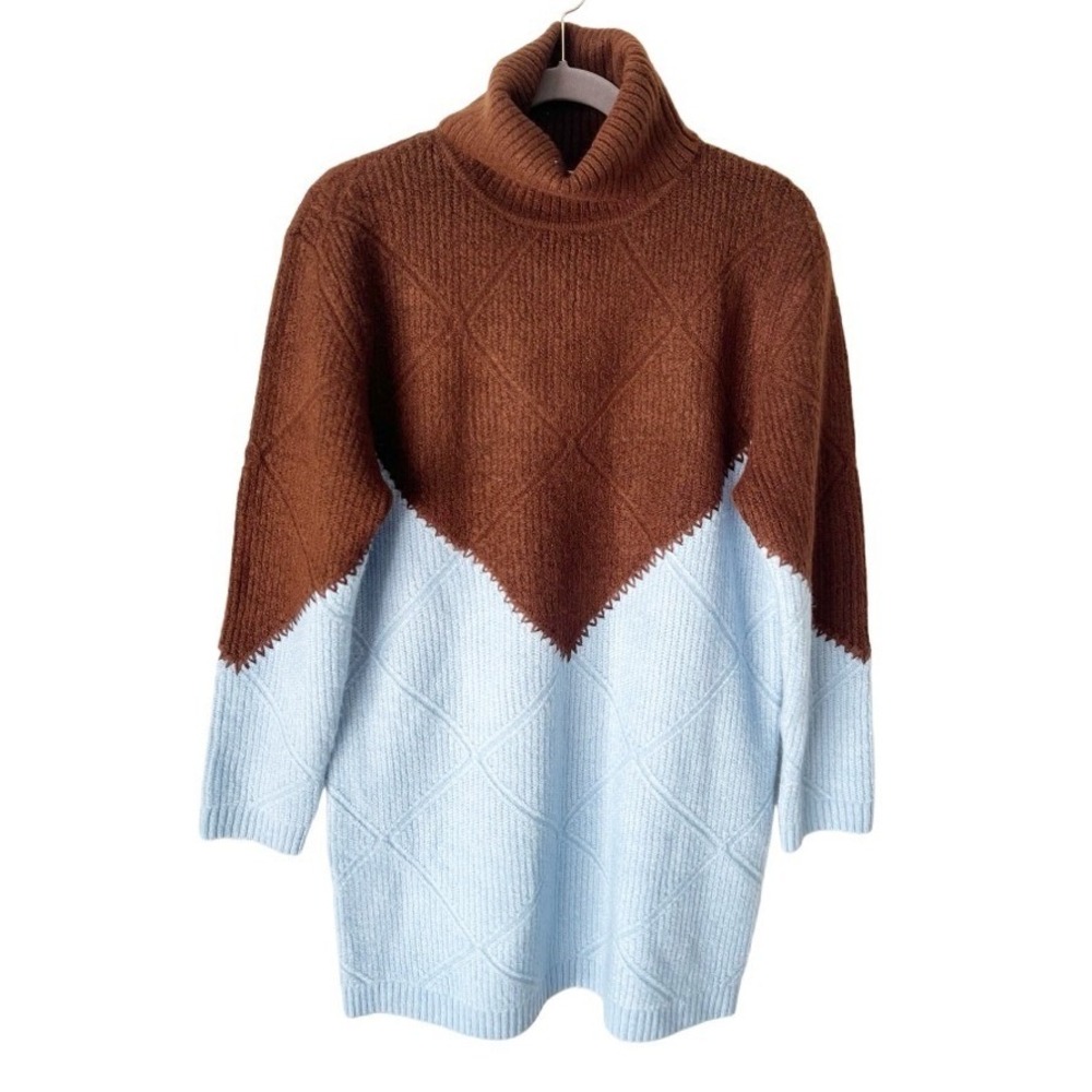 Tuckernuck Hyacinth House Deni Blue & Brown Sweater Dress Size Small